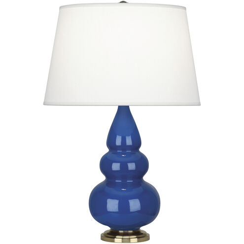 Small Triple Gourd 24 inch 150 watt Marine Blue Accent Lamp Portable Light in Antique Brass