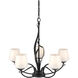 Flora 5 Light 26.7 inch Black Chandelier Ceiling Light in Opal