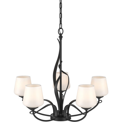Flora 5 Light 26.7 inch Black Chandelier Ceiling Light in Opal