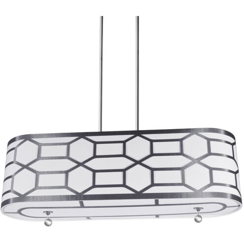 Pembroke LED 34 inch Polished Chrome Horizontal Pendant Ceiling Light, Geometric Laminated Trim