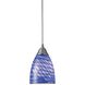 Arco Baleno 1 Light 5 inch Satin Nickel Mini Pendant Ceiling Light in Sapphire Glass