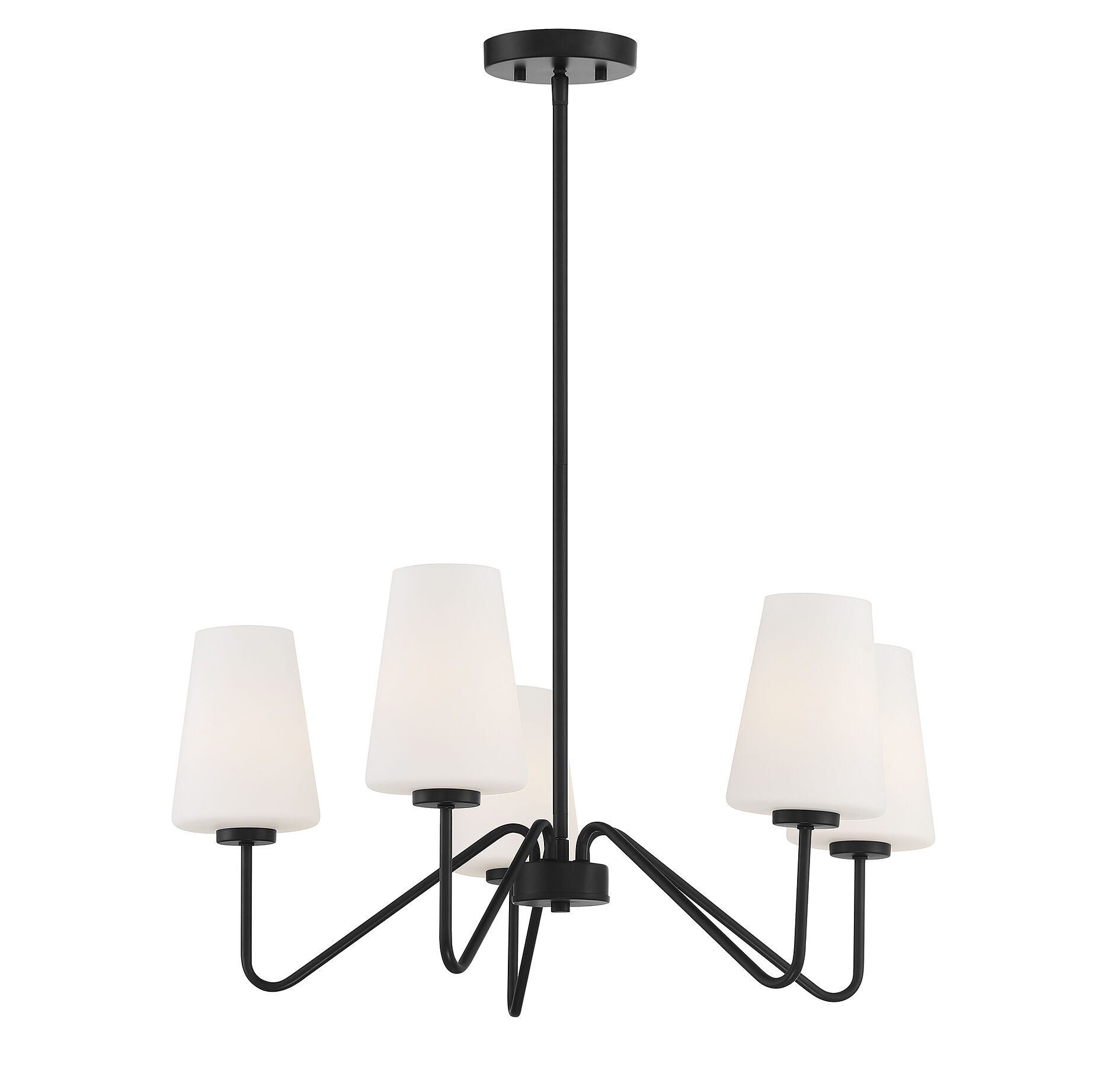 Mid-Century 5 Light 25.75 inch Matte Black Chandelier Ceiling Light