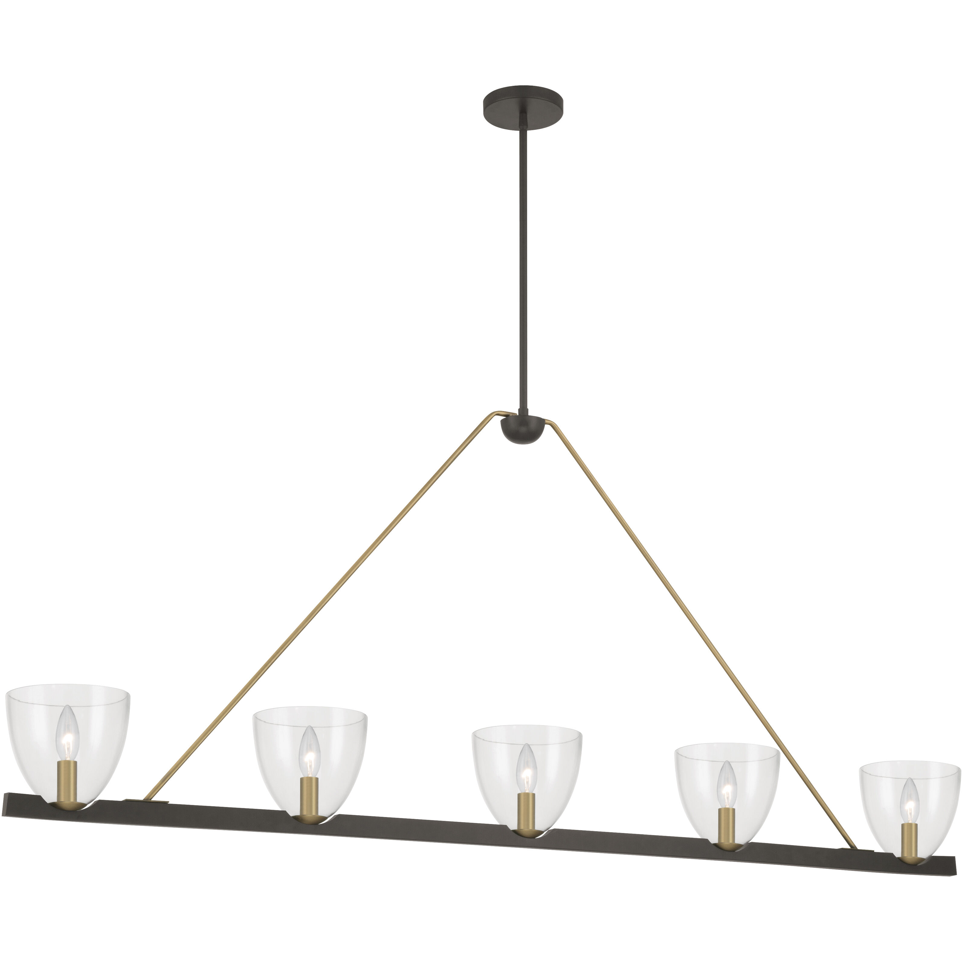 Noellea 5 Light 61 inch Dark Bronze and Legacy Brass Linear Chandelier Ceiling Light