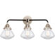 Nouveau 2 Olean 3 Light 25 inch Black Polished Nickel Bath Vanity Light Wall Light in Clear Glass