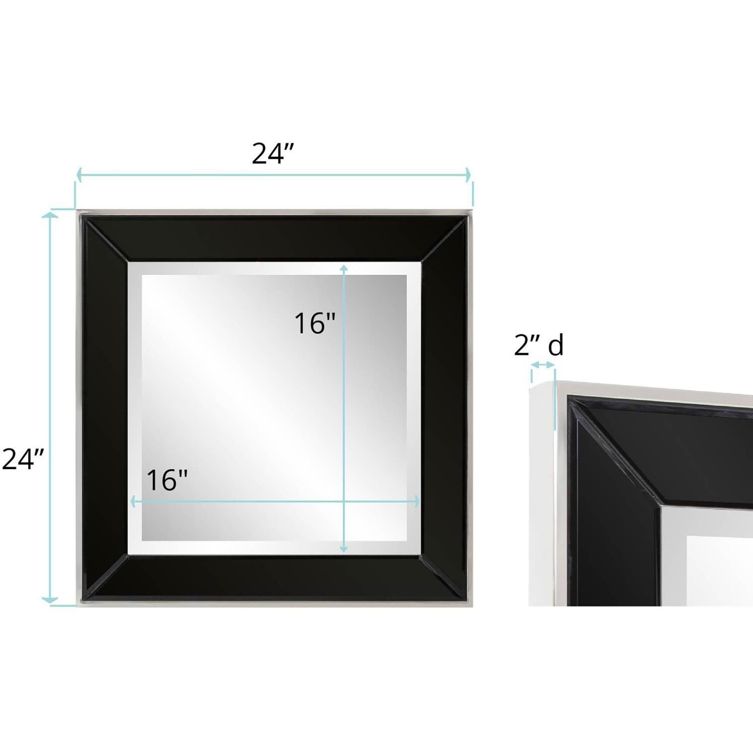 Square Devon 24 X 24 inch Black Mirror