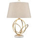 Morely 26 inch 150 watt Gold Leaf with White Table Lamp Portable Light