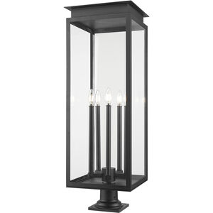 Nova 5 Light 37 inch Black Outdoor Pier Mounted Fixture in Clear Glass