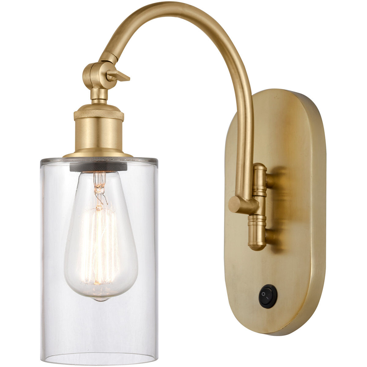 Ballston Clymer LED 5.3 inch Satin Gold Sconce Wall Light in Clear Glass