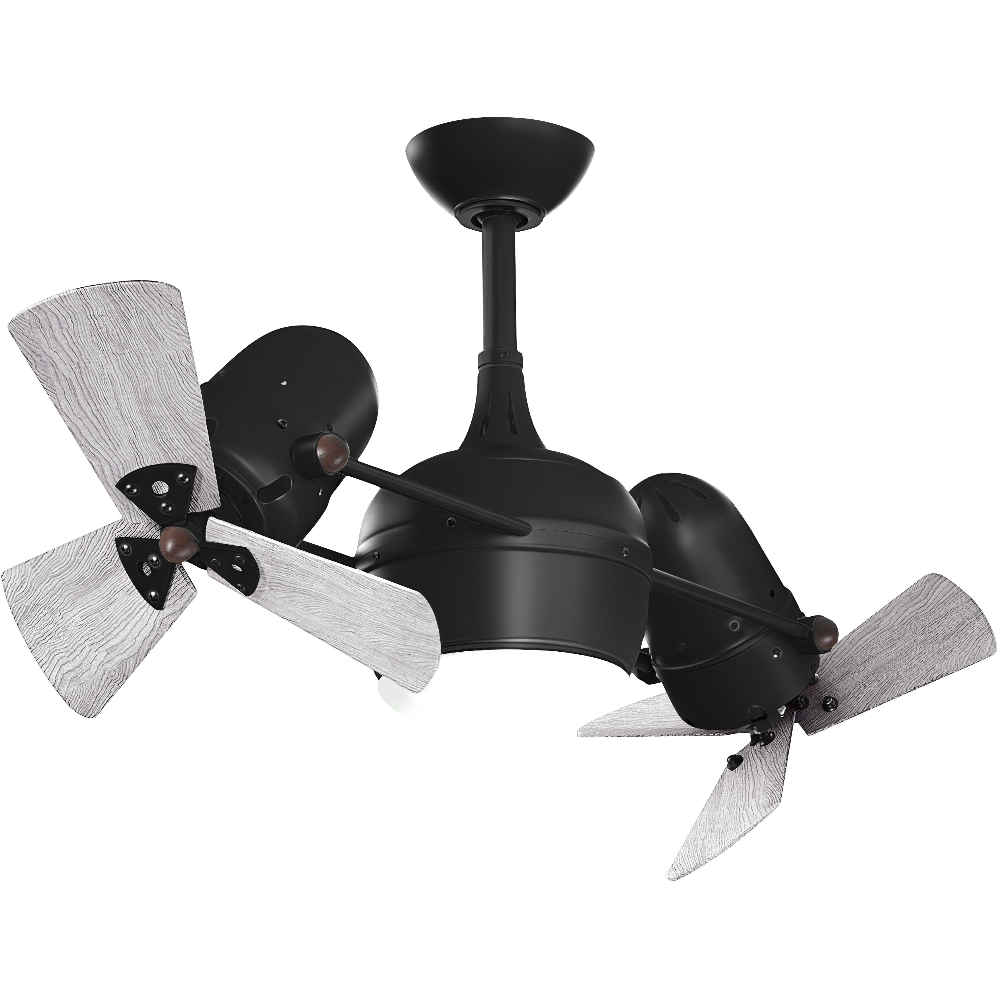 Atlas Dagny - LK 16 inch Matte Black with Barn Wood Tone Blades Rotational Ceiling Fan