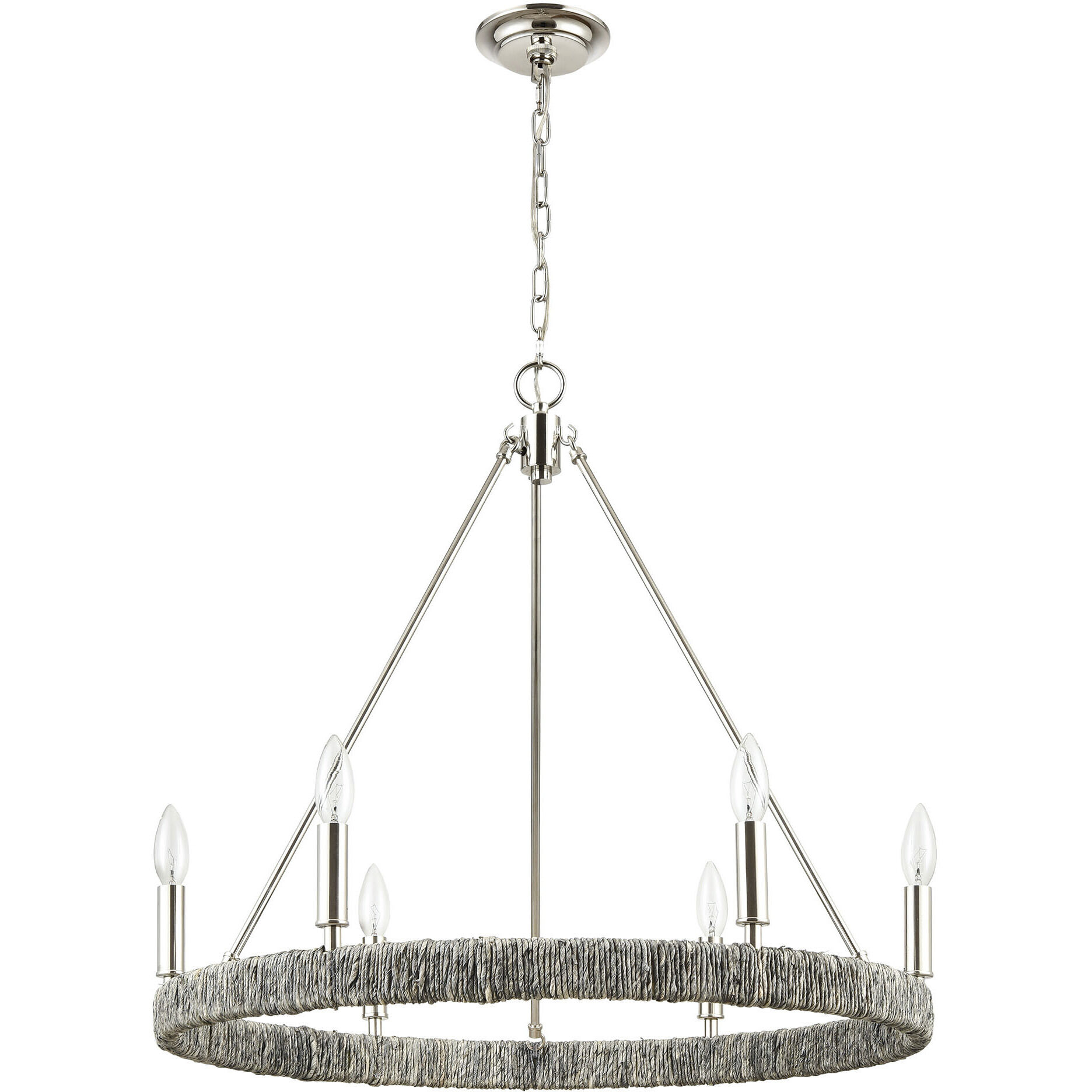 Abaca 6 Light 27 inch Polished Nickel Chandelier Ceiling Light