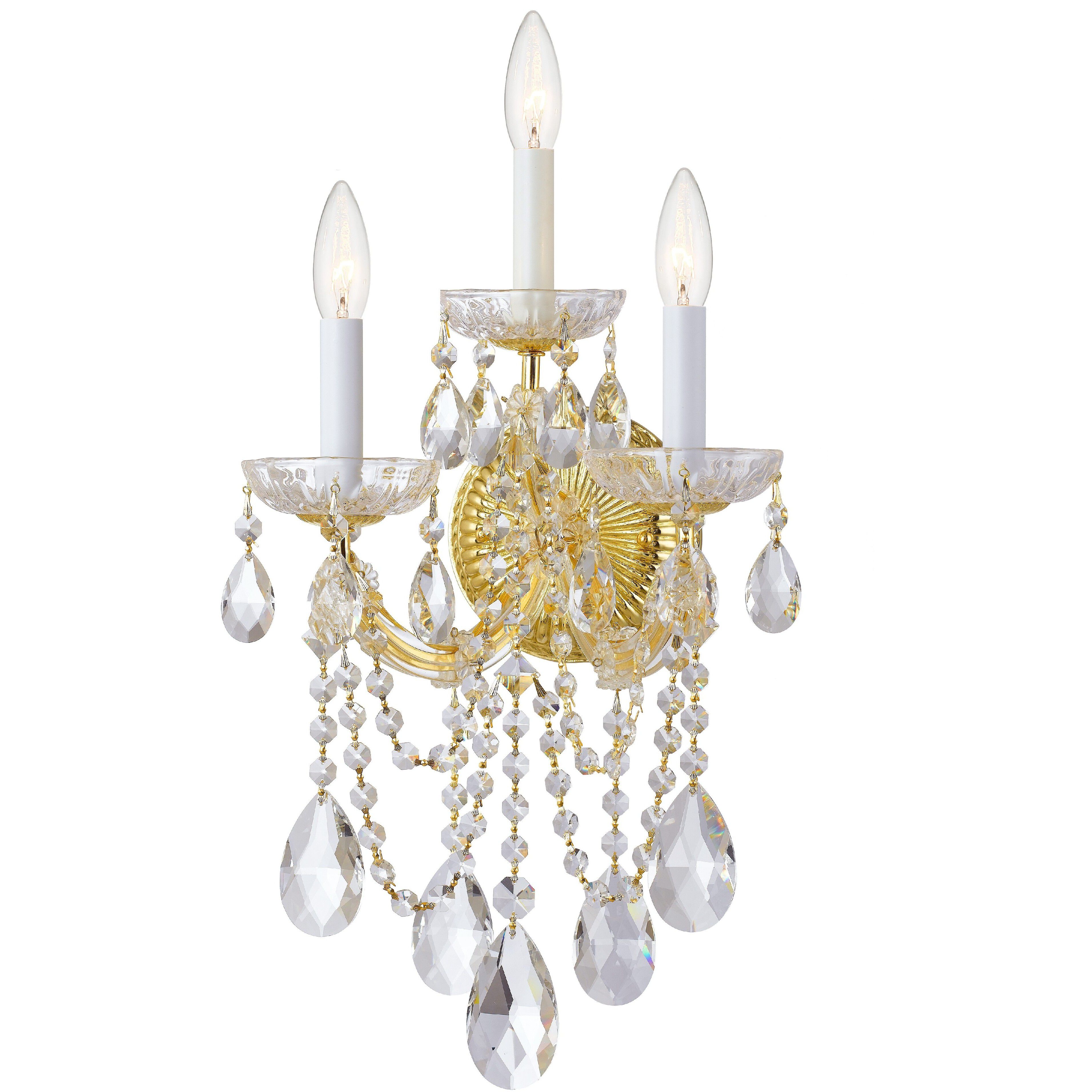 Maria Theresa Sconce Wall Light in Clear Hand Cut, Gold
