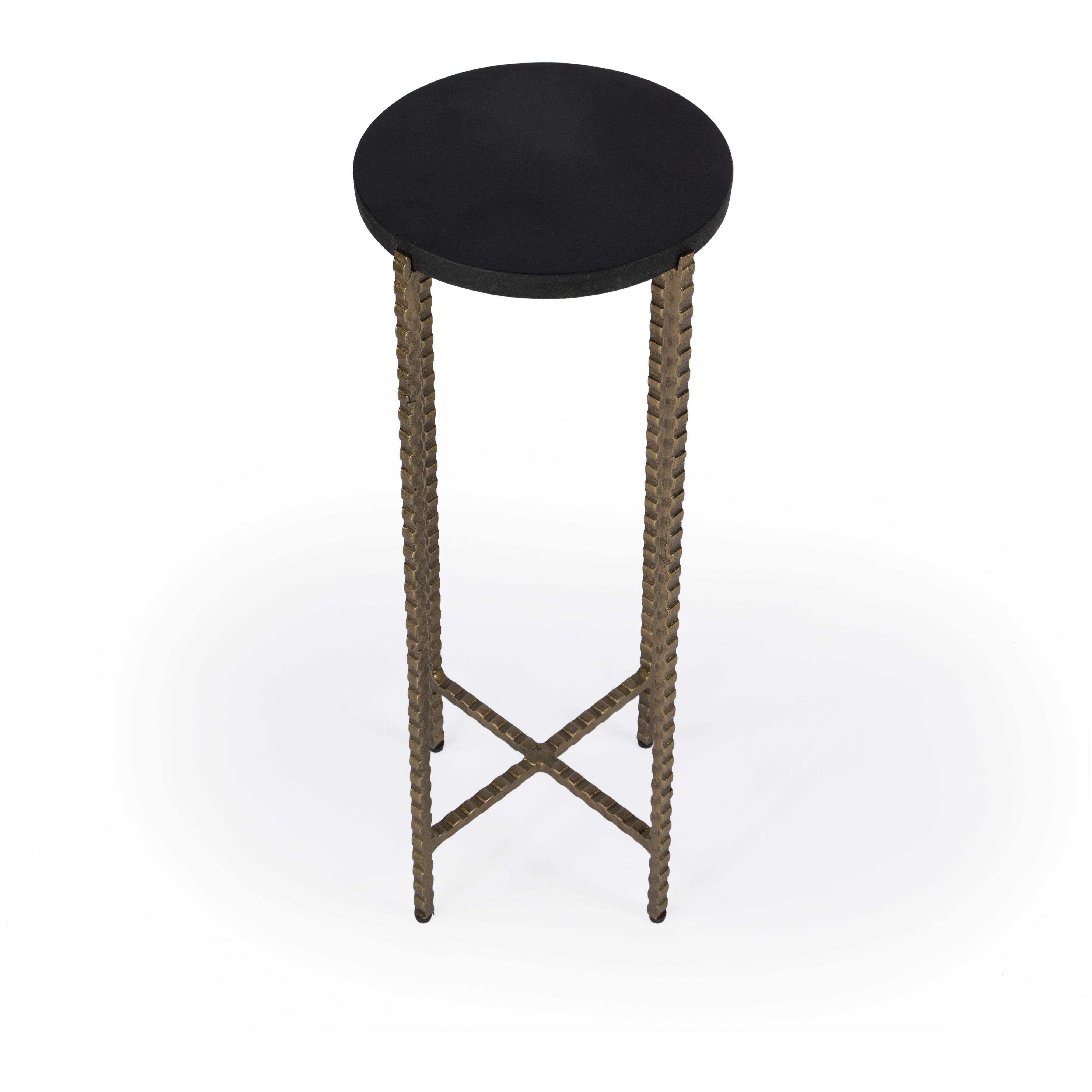 Nigella Granite Cross Legs Side Table in Multi-Color