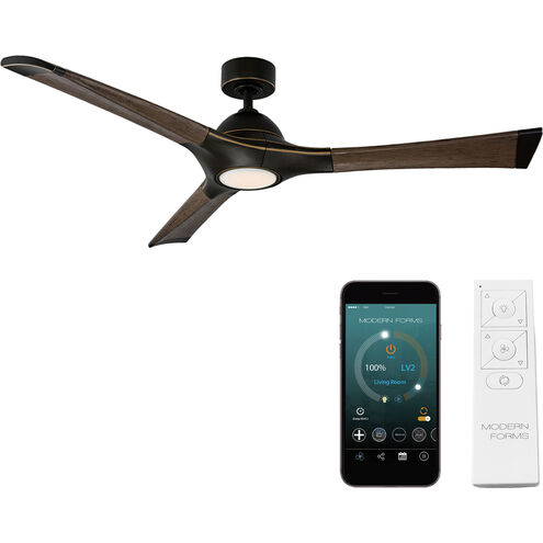 Woody 60 inch Oil Rubbed Bronze and Dark Walnut with Dark Walnut Blades Downrod Ceiling Fan in 2700K, Oil Rubbed Bronze Dark Walnut