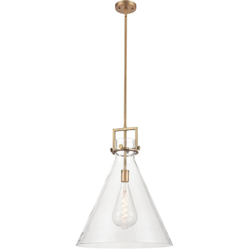 Newton Cone 1 Light 18 inch Brushed Brass Pendant Ceiling Light