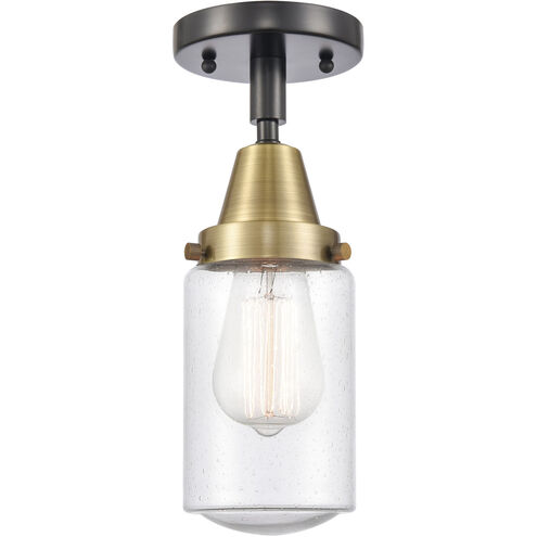 Franklin Restoration Dover 1 Light 4.5 inch Black Antique Brass Flush Mount Ceiling Light in Seedy Glass