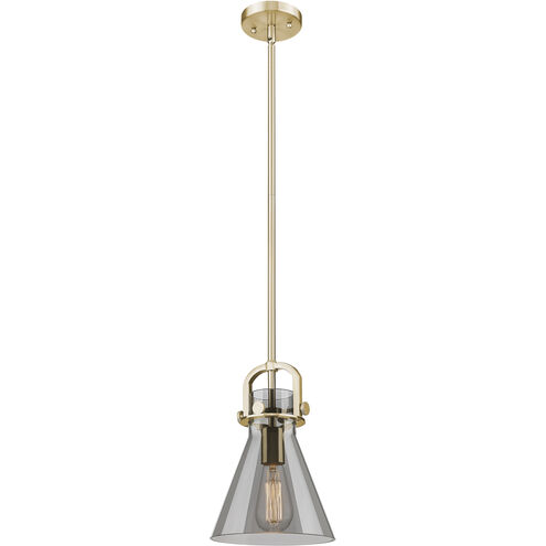 Downtown Urban Newton Cone 1 Light 8 inch Champagne Bronze Mini Pendant Ceiling Light in Light Smoke Glass