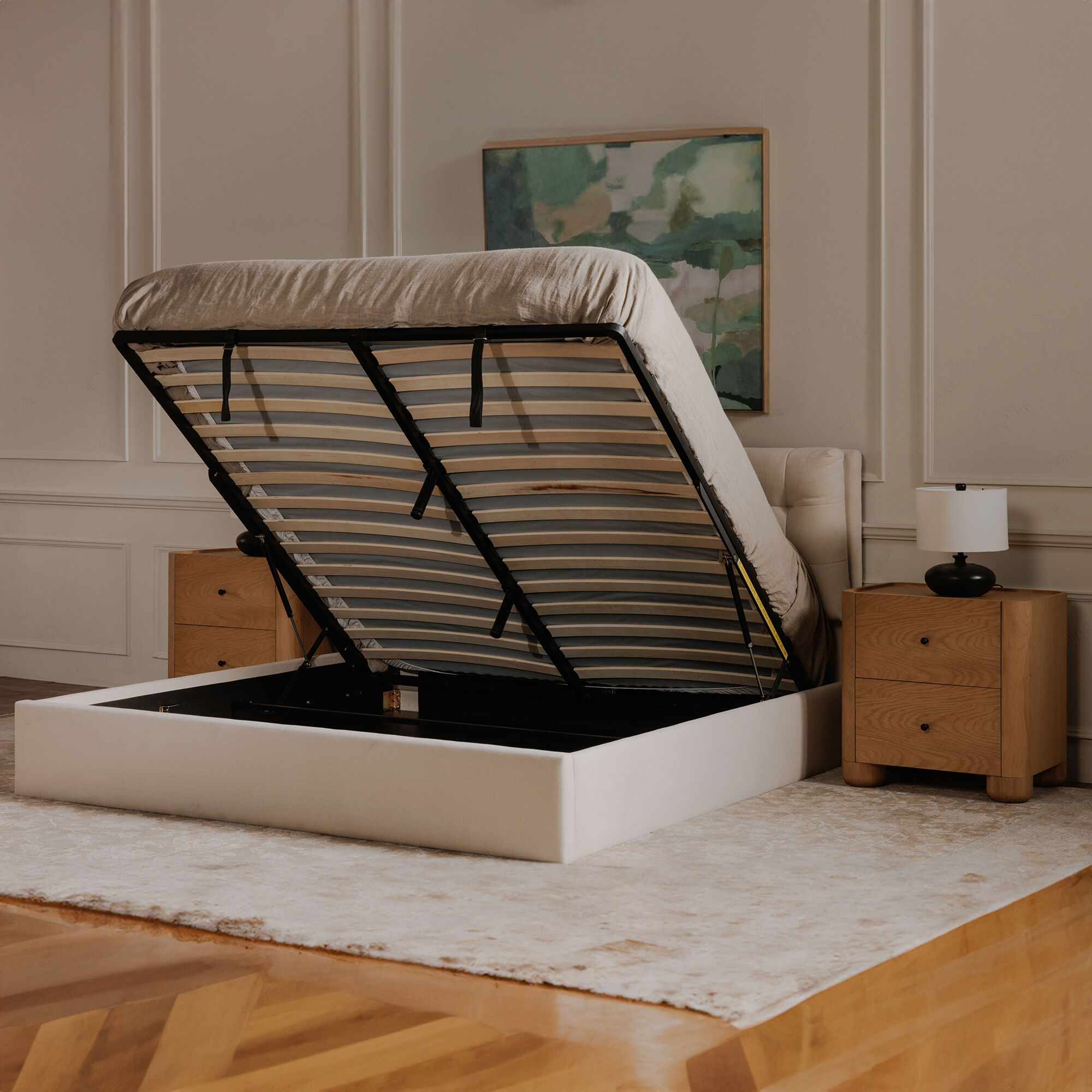 Sebastion White Storage Bed, King