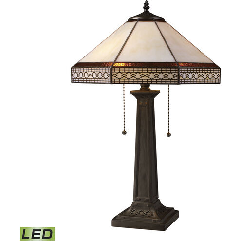 Stone Filigree 24 inch 9.00 watt Tiffany Bronze Table Lamp Portable Light