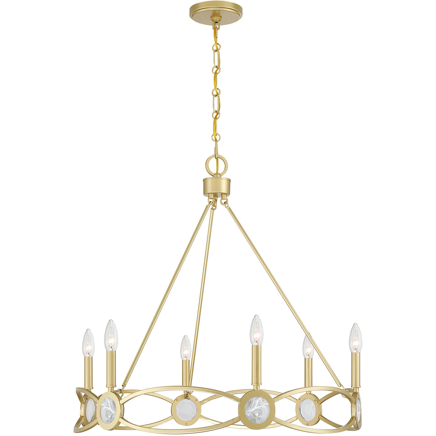 Minette 6 Light 28 inch Spun Gold Chandelier Ceiling Light