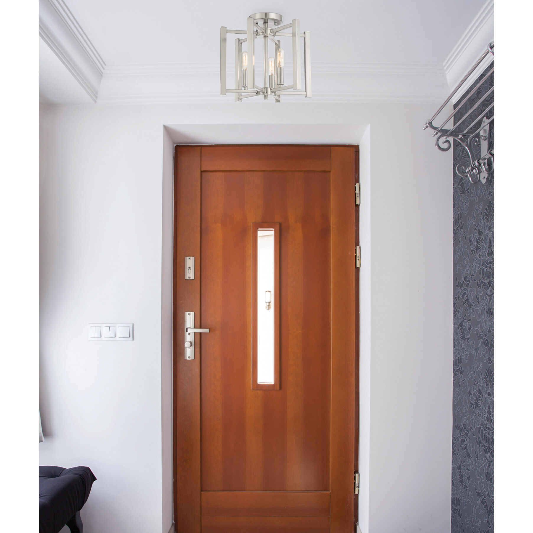 Benson 3 Light 13 inch Satin Nickel Semi-Flush Ceiling Light, Essentials