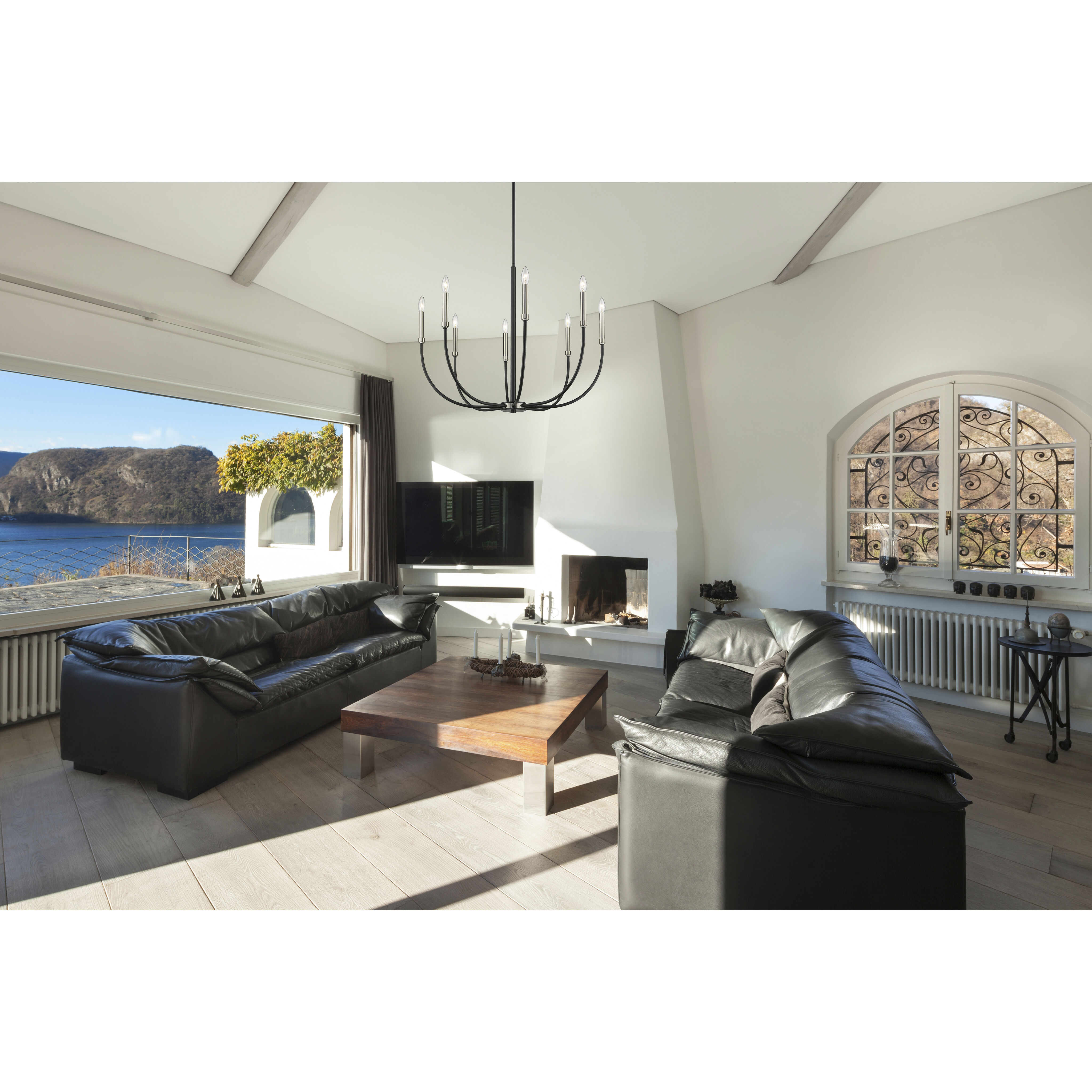 Haylie 8 Light 32.5 inch Matte Black and Brushed Nickel Chandelier Ceiling Light