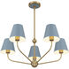 Xavier 5 Light 28 inch Vibrant Gold Chandelier Ceiling Light in Vibrant Gold and Blue