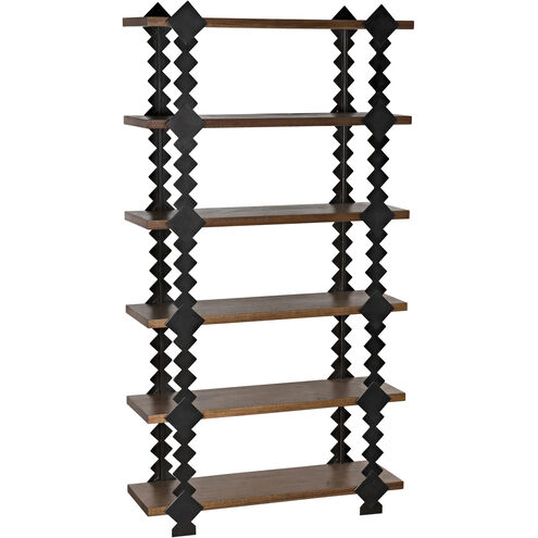 Page 90.5 X 48 X 15 inch Dark Walnut and Black Metal Shelf