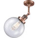 Franklin Restoration Large Beacon 1 Light 8 inch Antique Copper Sconce Wall Light in Seedy Glass, Franklin Restoration
