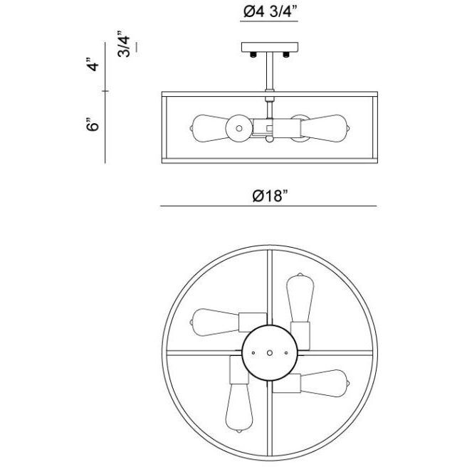 Candid 4 Light 18 inch Rusty Black Flush Mount Ceiling Light