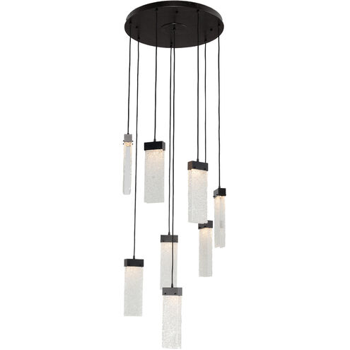 Parallel LED 18.6 inch Gilded Brass Chandelier Ceiling Light in 3000K LED, Clear Granite, Round Multi-Port