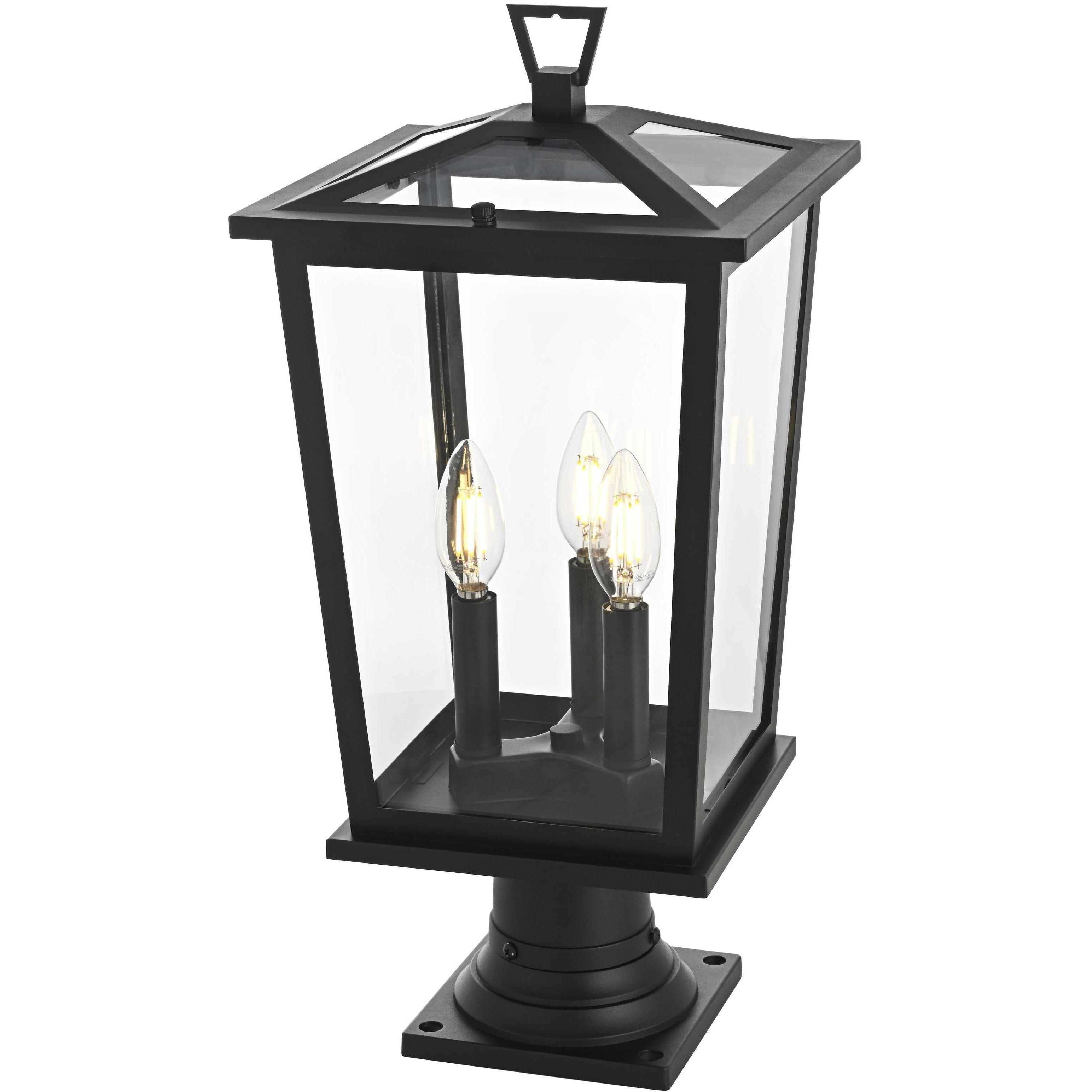 Cayman 3 Light 20.5 inch Black Outdoor Post Light