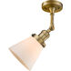 Franklin Restoration Small Cone LED 6 inch Brushed Brass Semi-Flush Mount Ceiling Light in Matte White Glass, Franklin Restoration