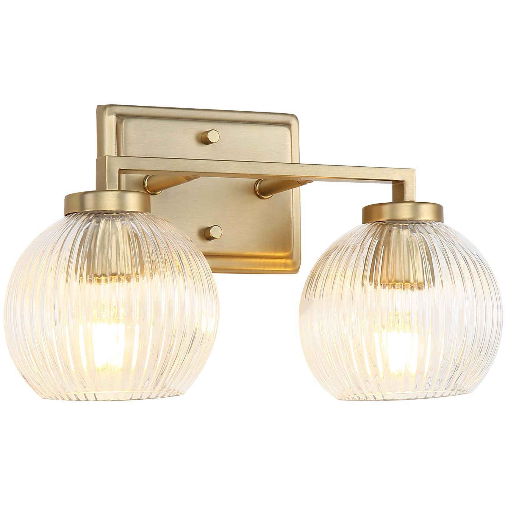 Yep Elliott Vanity Wall Light in Brushed Champagne Brass, Ribbed
