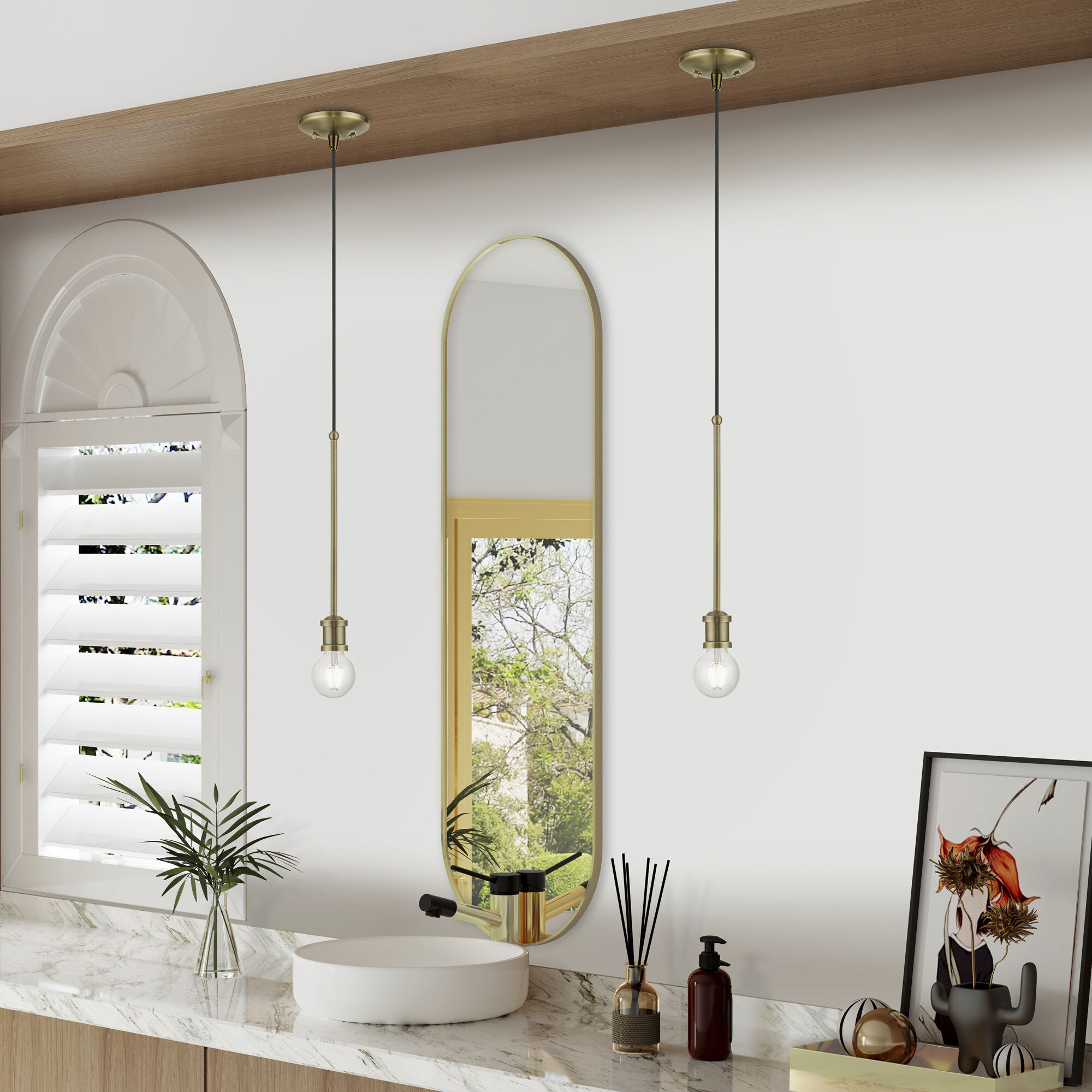 Lansdale 1 Light 5 inch Antique Brass Single Pendant Ceiling Light, Single