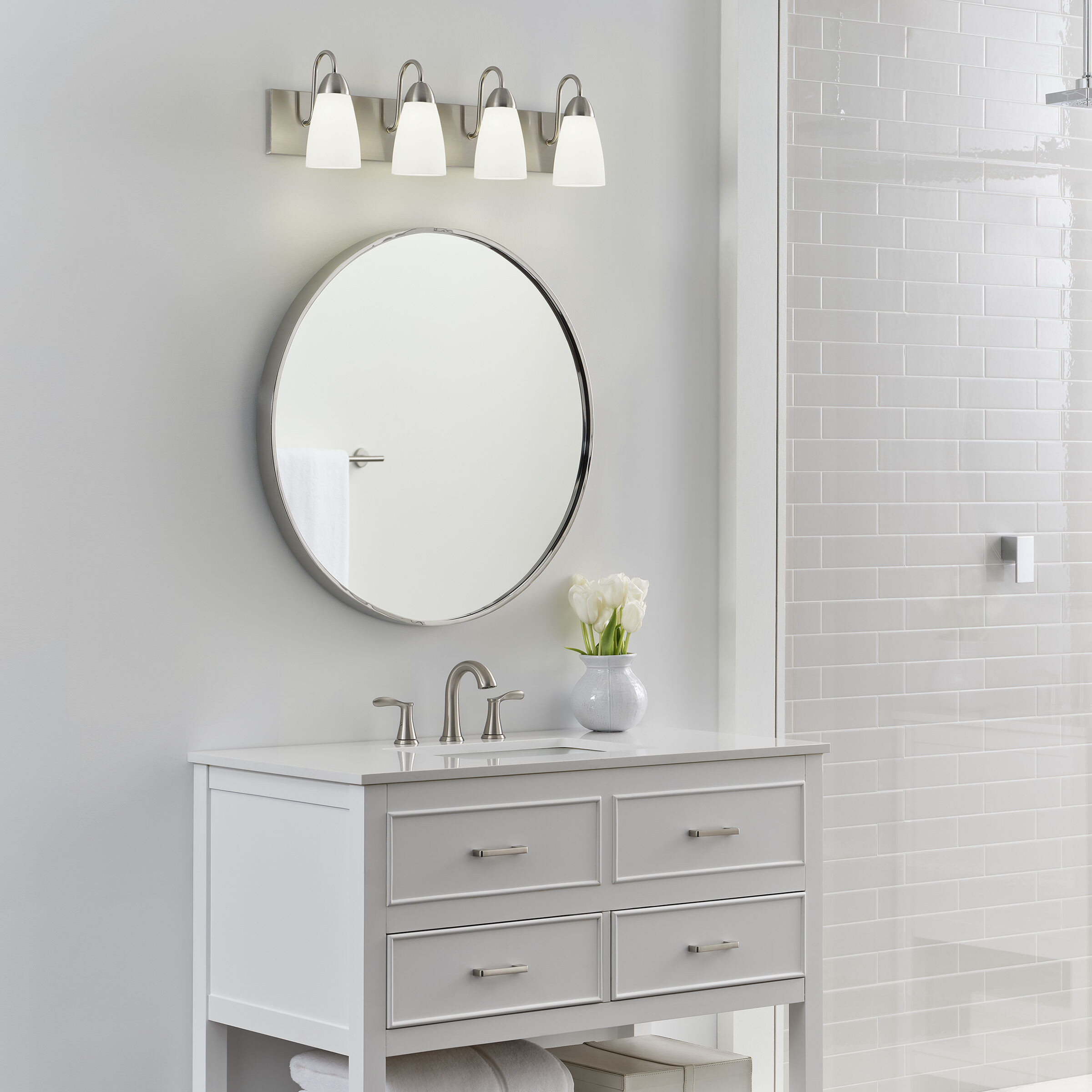 Seville 4 Light 28.38 inch Brushed Nickel Wall Bath Fixture Wall Light