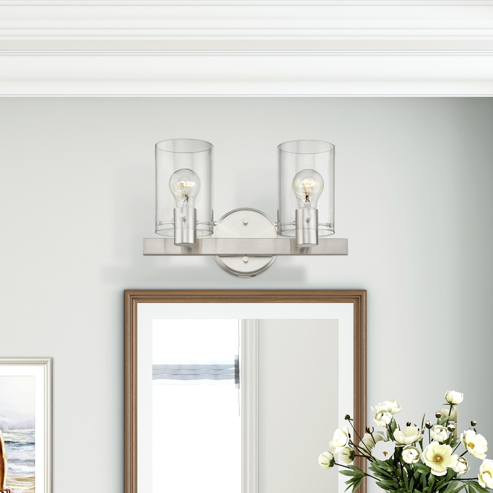 Munich 2 Light 15 inch Brushed Nickel Vanity Sconce Wall Light