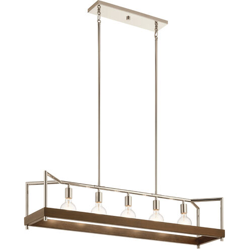 Tanis 5 Light 11 inch Auburn Stained Chandelier Linear (Single) Ceiling Light