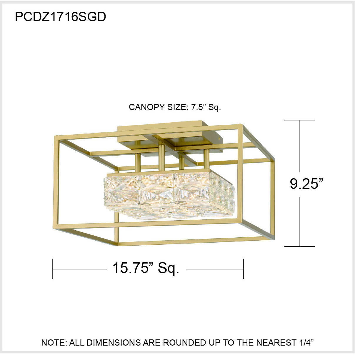 Dazzle LED 16 inch Soft Gold Semi-Flush Mount Ceiling Light
