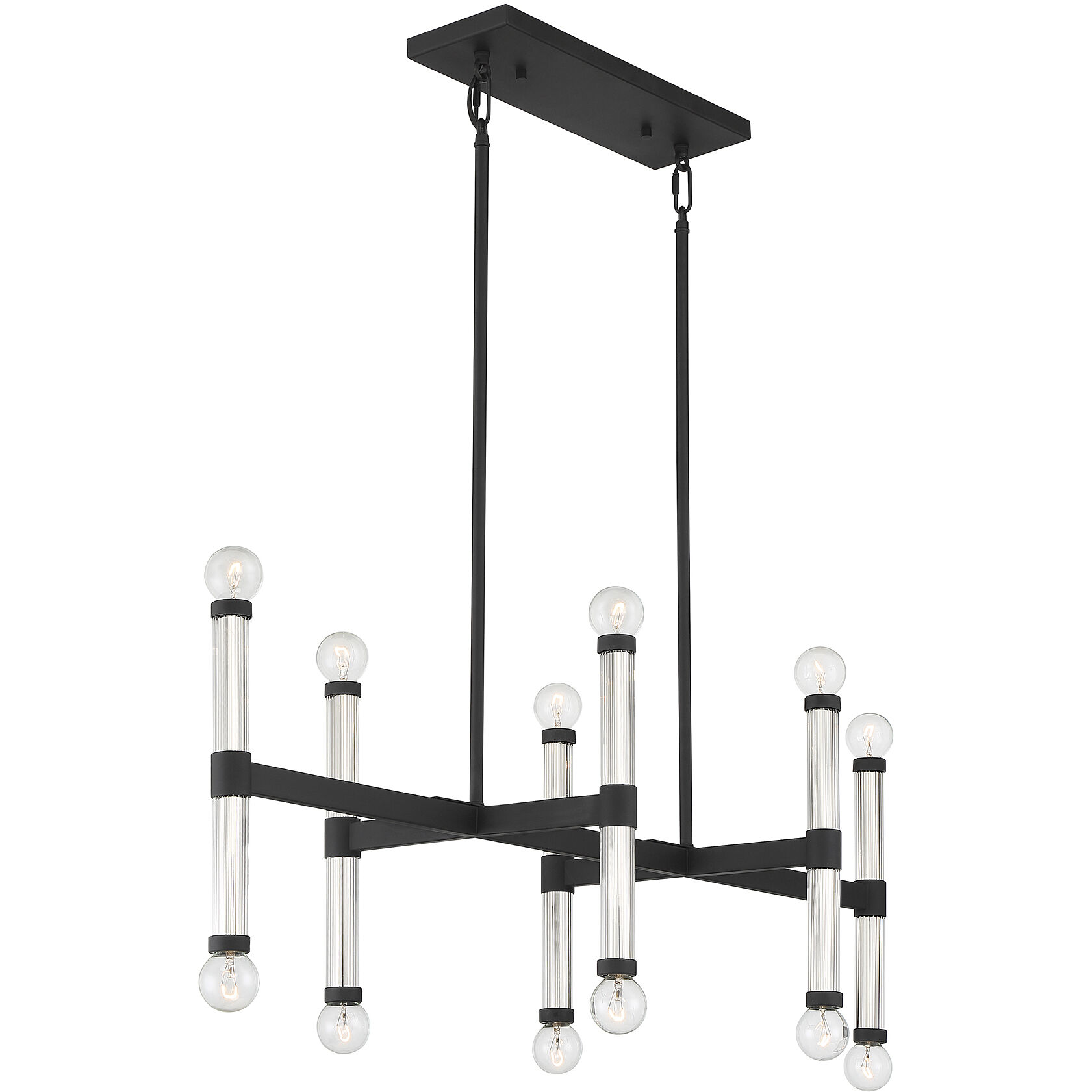 Kingsburg 12 Light 38 inch Matte Black Linear Chandelier Ceiling Light