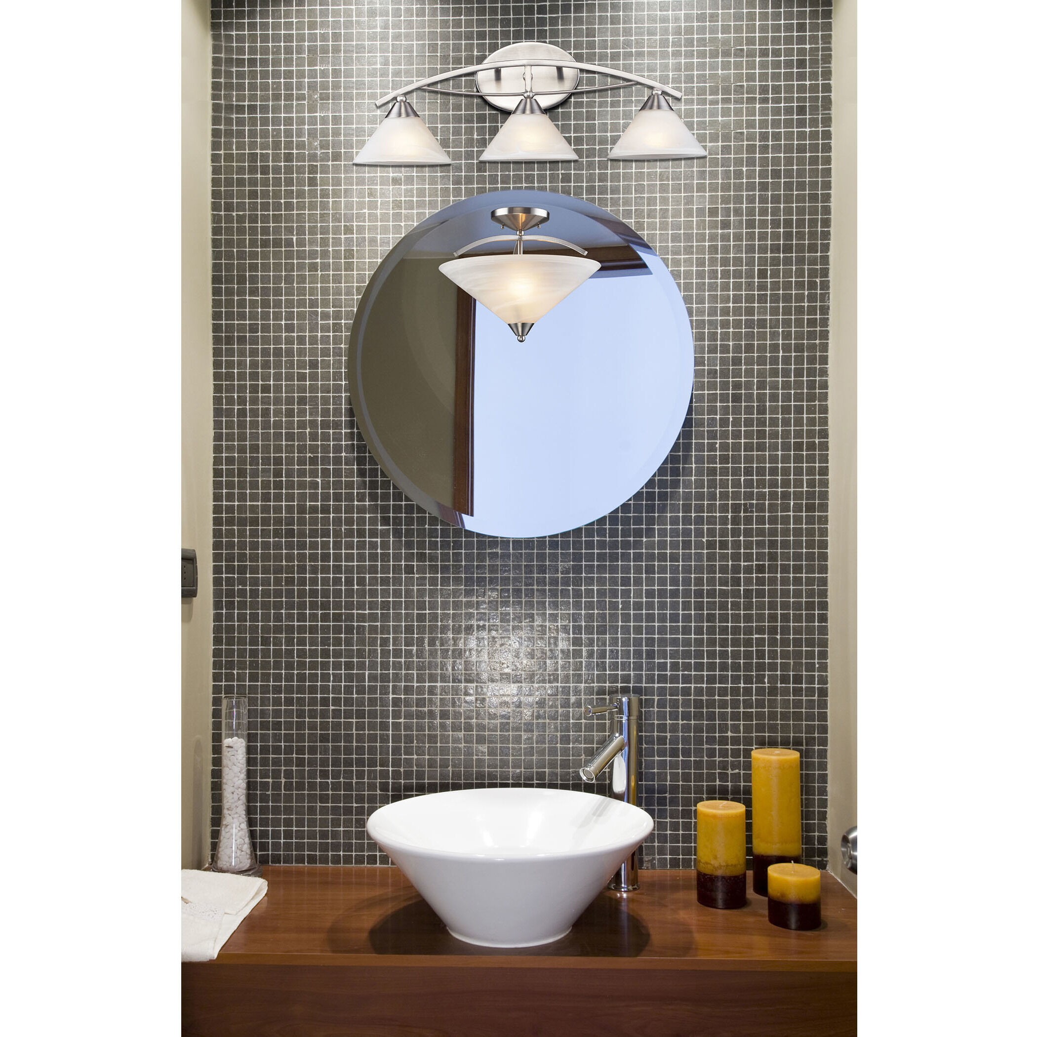 Elysburg 2 Light 16 inch Satin Nickel Semi Flush Mount Ceiling Light