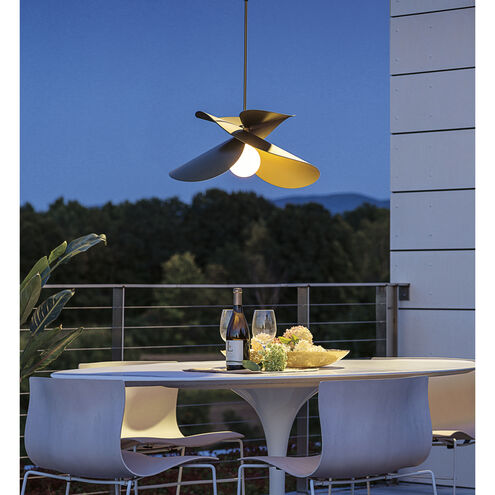 Hibiscus 1 Light 24.7 inch Coastal Burnished Steel Outdoor Pendant