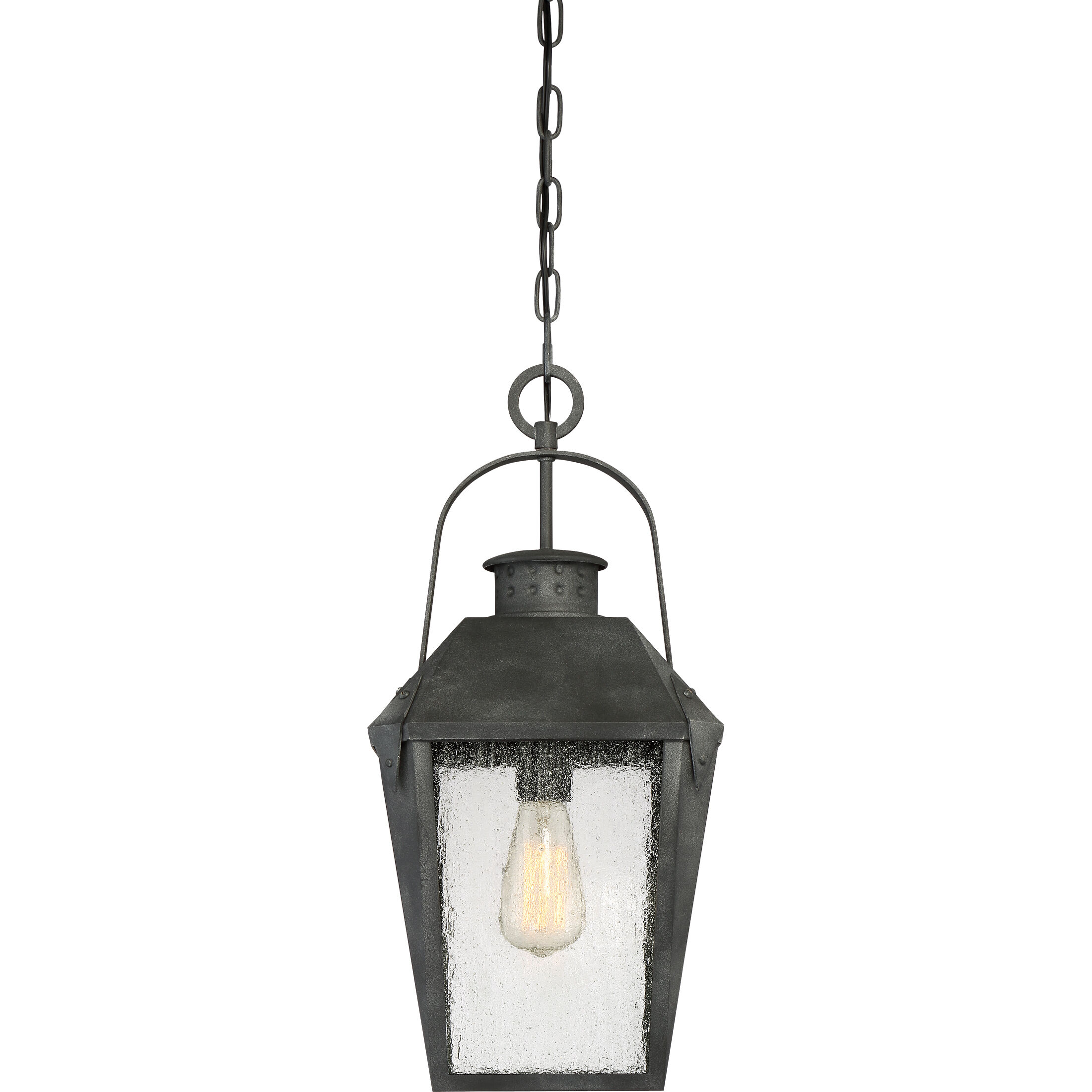 Carriage 1 Light 10 inch Mottled Black Mini Pendant Ceiling Light, Small
