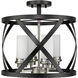 Malcalester 4 Light 15 inch Matte Black and Brushed Nickel Semi Flush Mount Ceiling Light