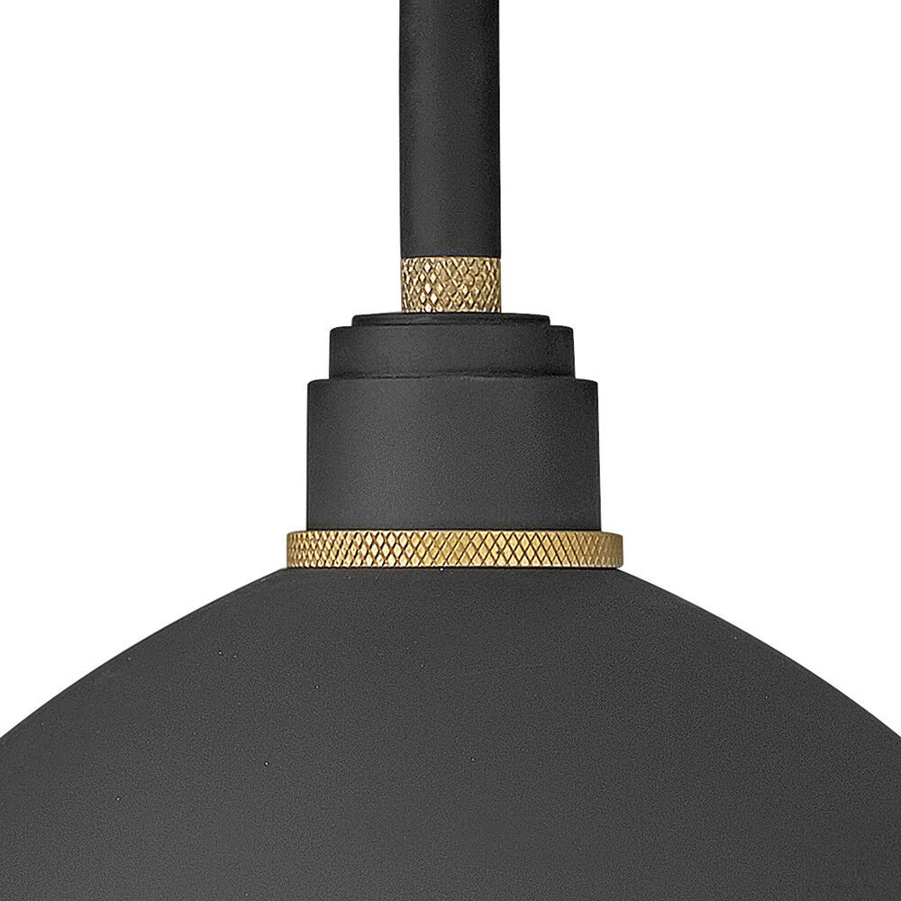 Foundry Dome Outdoor Barn Light in Textured Black, Straight Arm