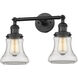 Franklin Restoration Bellmont 2 Light 6 inch Matte Black Bath Vanity Light Wall Light in Clear Glass, Franklin Restoration