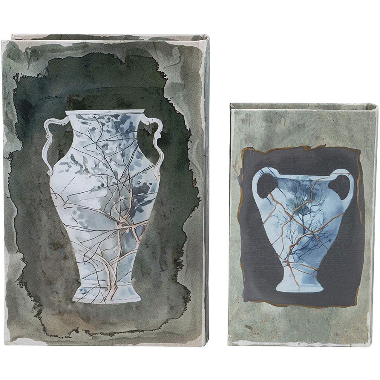 Anita Blue and Gold Book Boxes, Set of 2