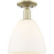 Arcadia Bristol 1 Light 9 inch Antique Brass Semi-Flush Mount Ceiling Light in Matte White