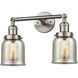 Franklin Restoration Small Bell 2 Light 5 inch Brushed Satin Nickel Bath Vanity Light Wall Light in Silver Plated Mercury Glass, Franklin Restoration