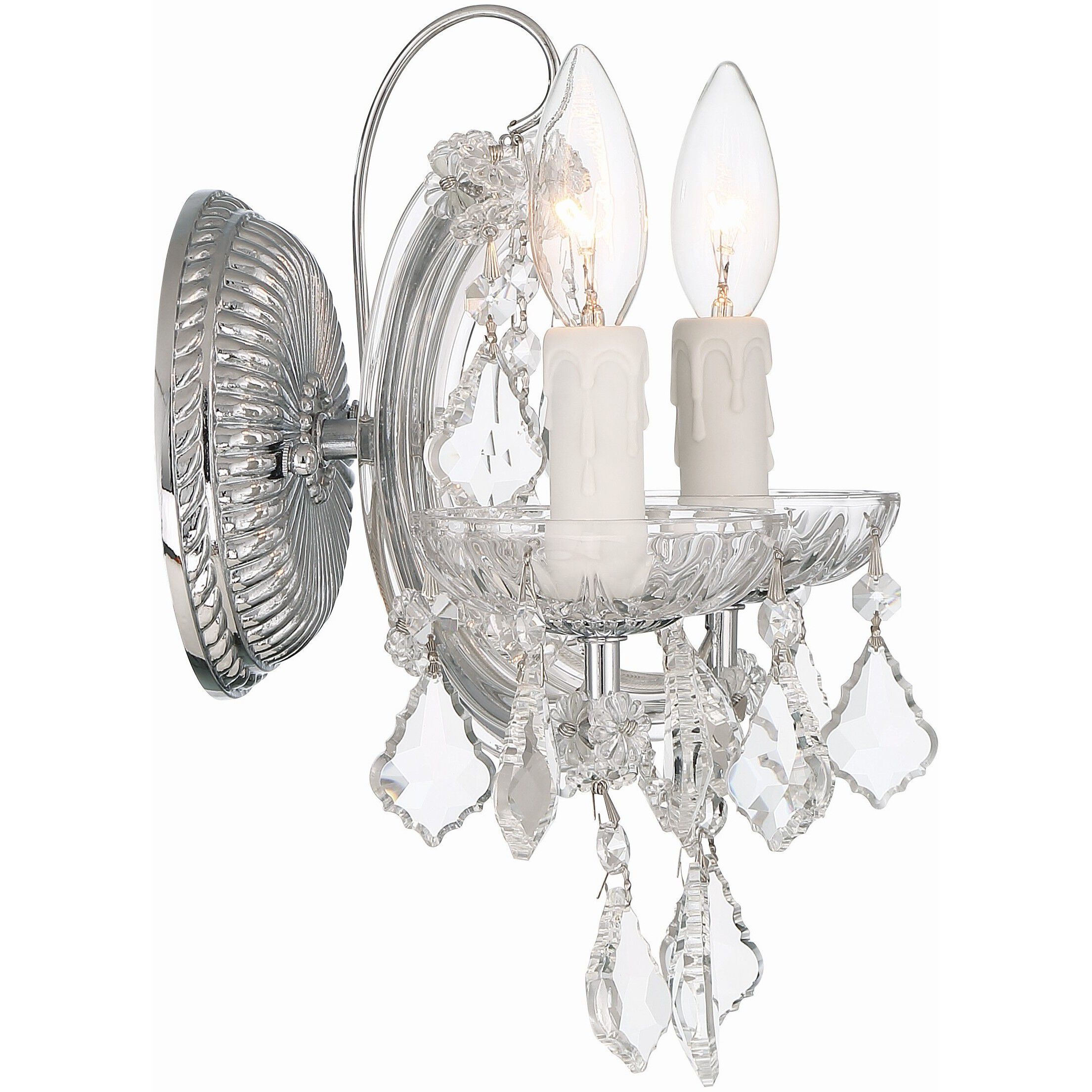 Maria Theresa Sconce Wall Light in Clear Swarovski Strass, Polished Chrome