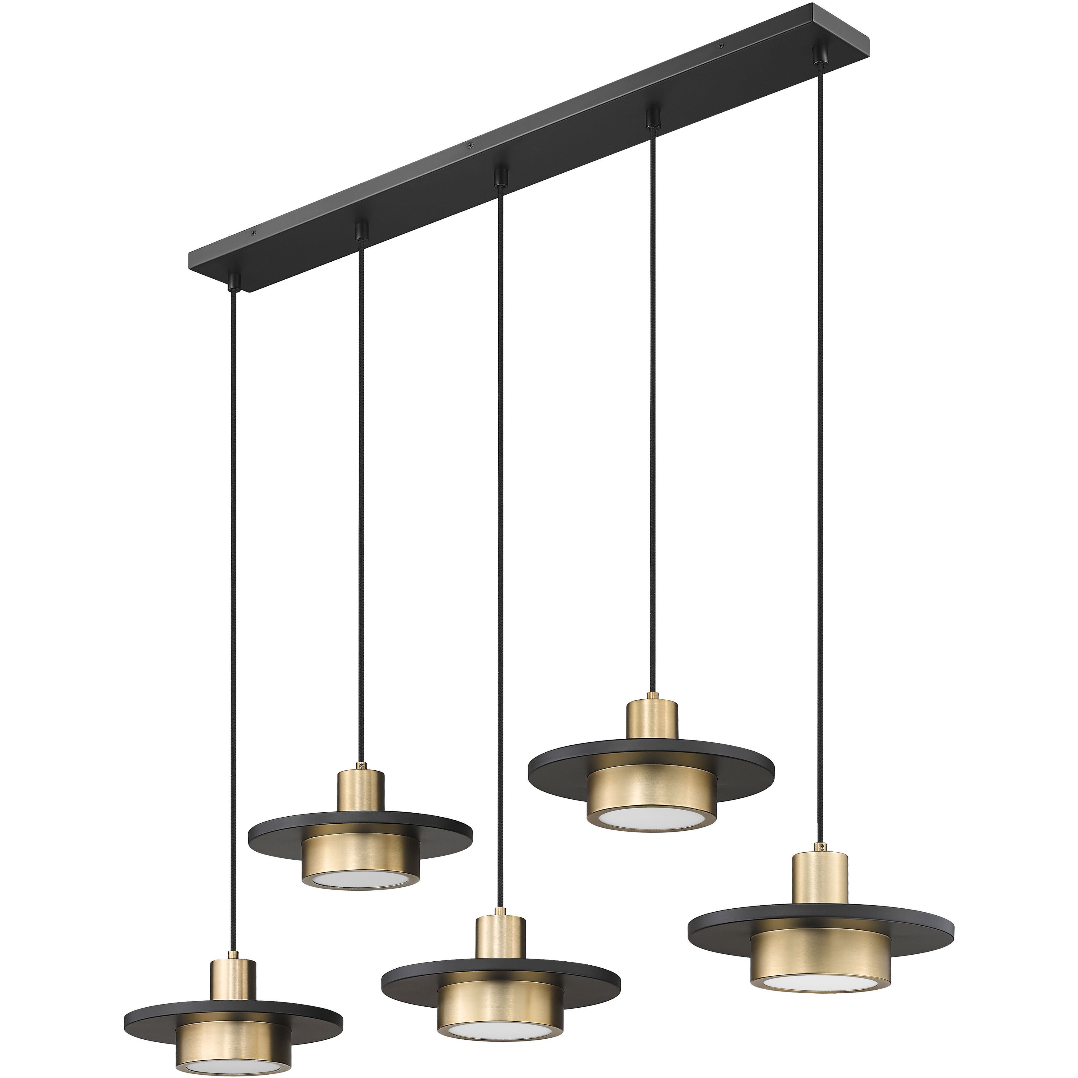 Ludo LED 51.5 inch Matte Black and Modern Gold Linear Chandelier Ceiling Light